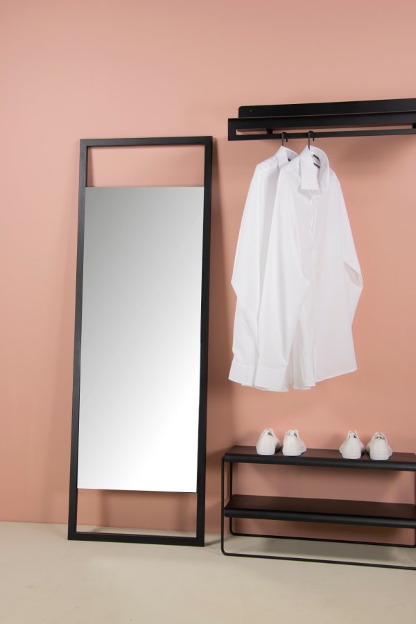 TORNA DESIGN Sasha L vgspejl, rektangulr - spejlglas og sort stl (160x54)