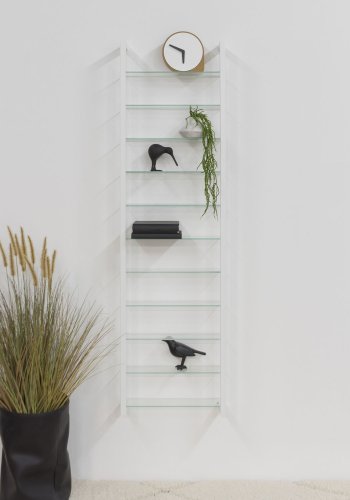 SPINDER DESIGN rektangulr Cubic reol, m. 11 hylder - glas og hvid stl 