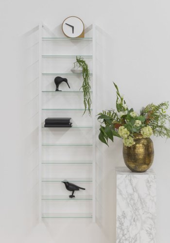 SPINDER DESIGN rektangulr Cubic reol, m. 11 hylder - glas og hvid stl 