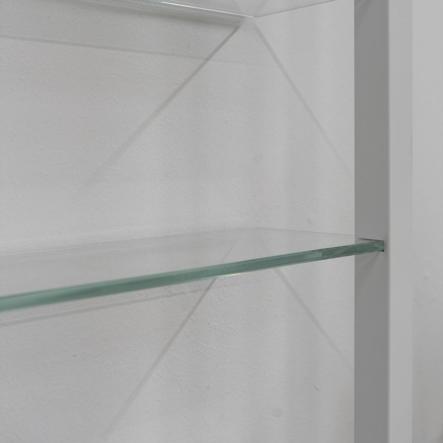 SPINDER DESIGN rektangulr Cubic reol, m. 7 hylder - glas og hvid stl