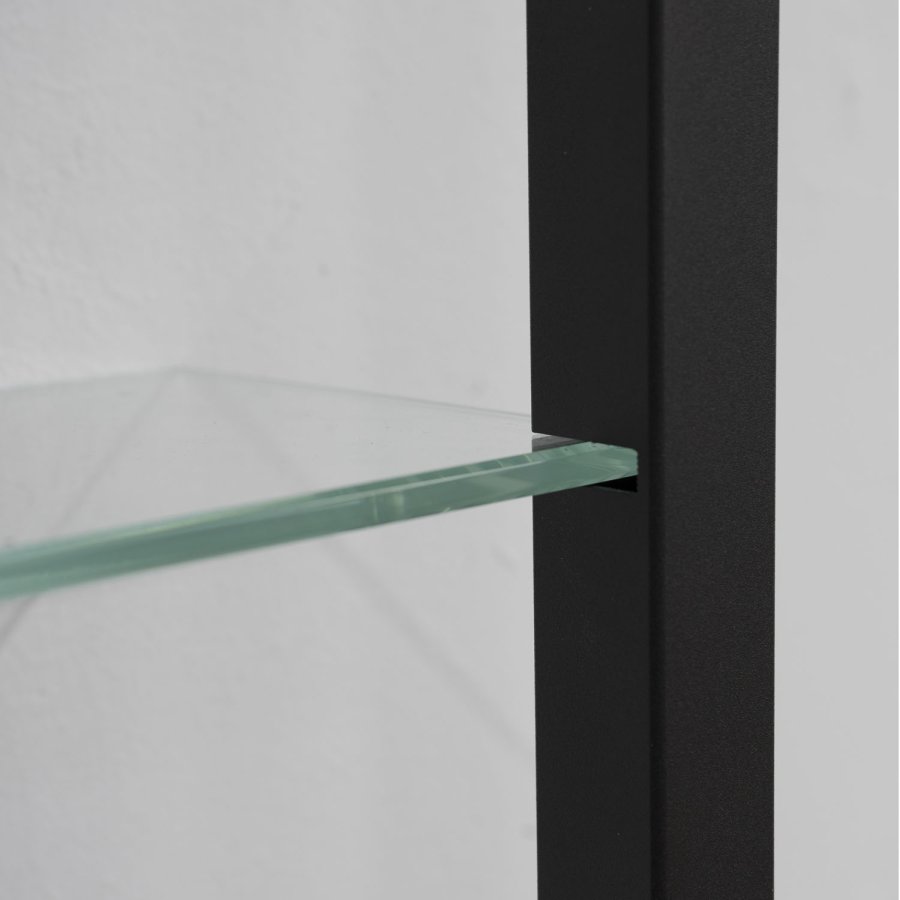 SPINDER DESIGN rektangulr Cubic reol, m. 7 hylder - glas og sort stl