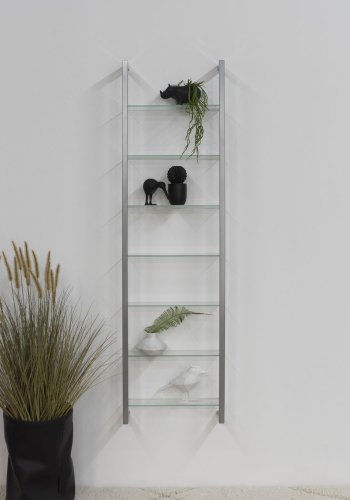 SPINDER DESIGN rektangulr Cubic reol, m. 7 hylder - glas og gr stl