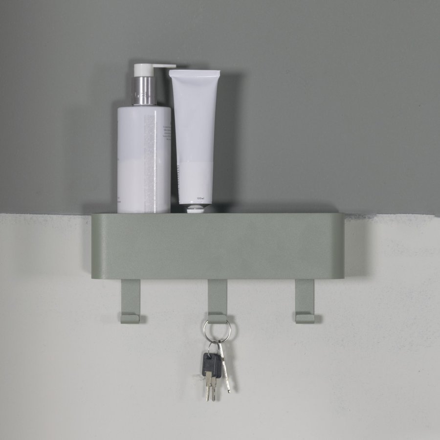 SPINDER DESIGN Dax Play knagerkke, m. 3 knager, m. hylde - stvet grn stl (27x12)