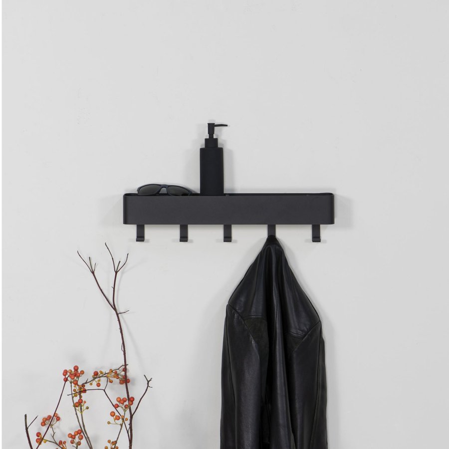 SPINDER DESIGN rektangulr Dax Play knagerkke, m. 5 knager - sort stl