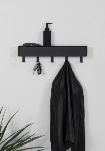 SPINDER DESIGN rektangulr Dax Play knagerkke, m. 5 knager - sort stl