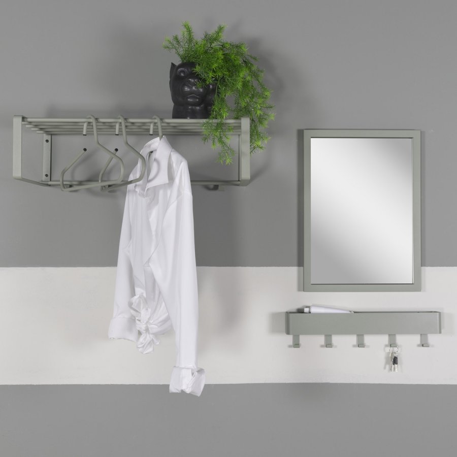 SPINDER DESIGN Dax Play knagerkke, m. 5 knager, m. hylde - stvet grn stl (52x12)