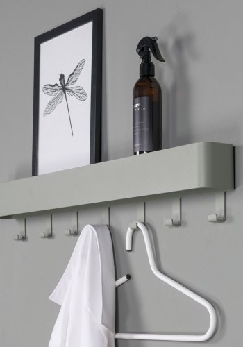 SPINDER DESIGN Dax Play knagerkke, m. 7 knager, m. hylde - stvet grn stl (72x12)