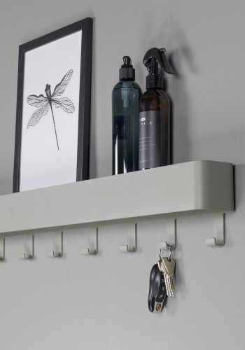 SPINDER DESIGN Dax Play knagerkke, m. 7 knager, m. hylde - stvet grn stl (72x12)