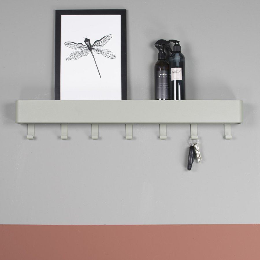 SPINDER DESIGN Dax Play knagerkke, m. 7 knager, m. hylde - stvet grn stl (72x12)