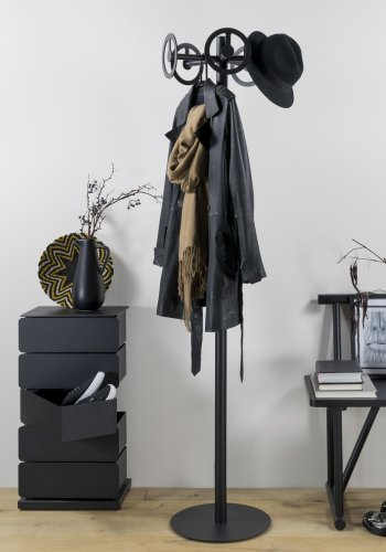 SPINDER DESIGN Circle stumtjener, m. 5 kroge - mat sort stl ( 40)