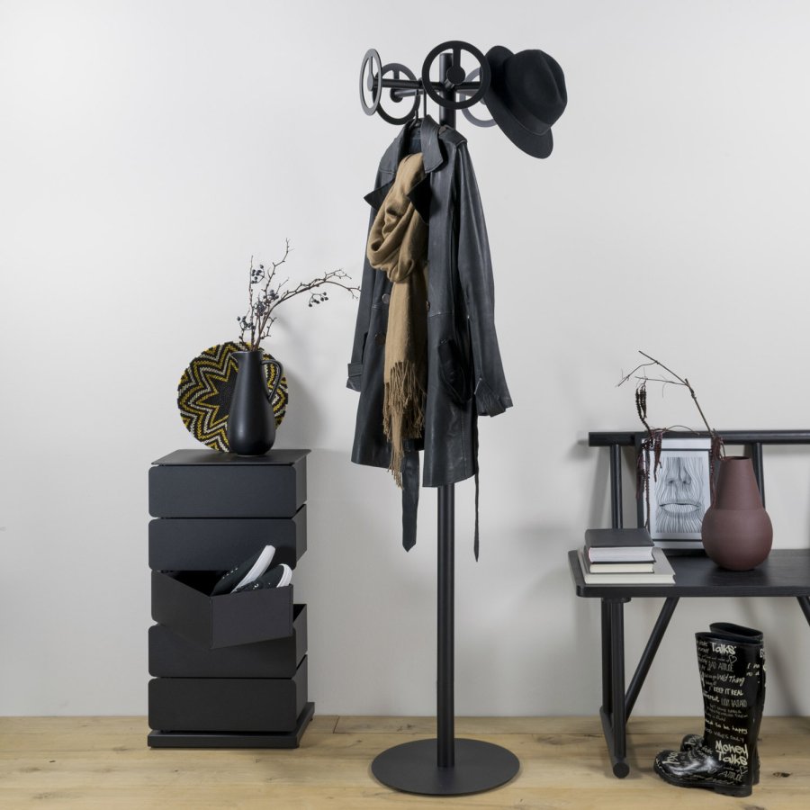 SPINDER DESIGN Circle stumtjener, m. 5 kroge - mat sort stl ( 40)