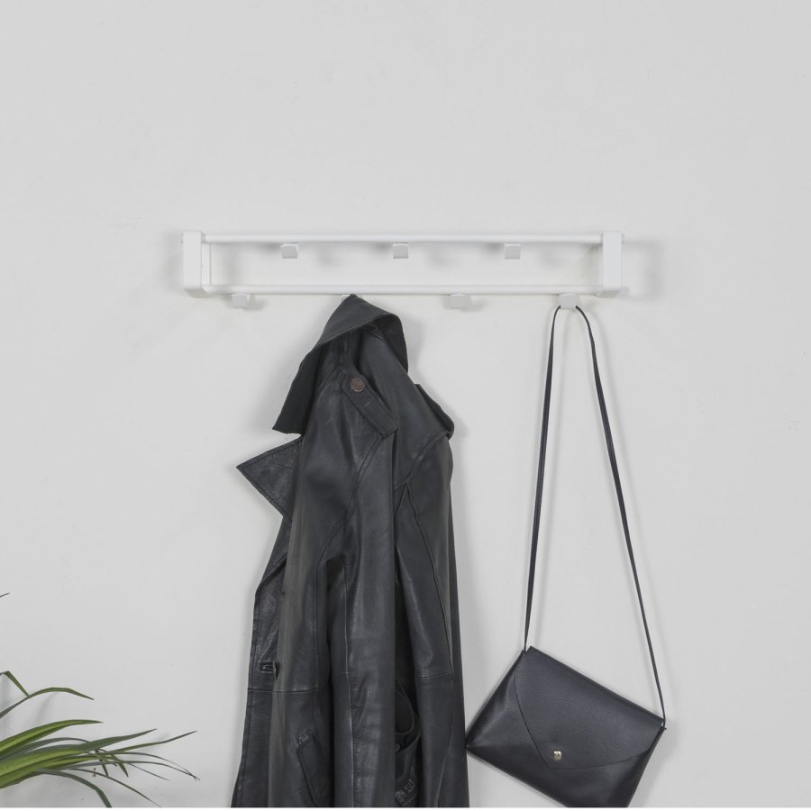 SPINDER DESIGN rektangulr Rex knagerkke, m. 7 knager - hvid stl