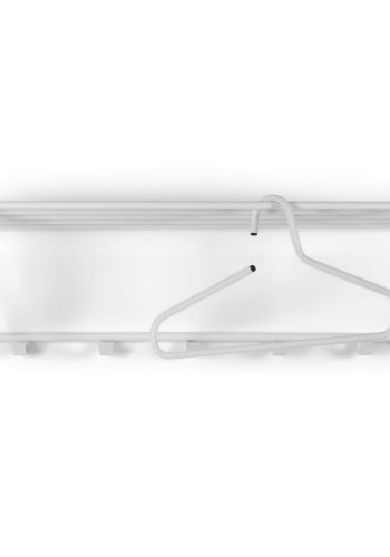 SPINDER DESIGN rektangulr Rex hattehylde, m. 5 knager - hvid stl