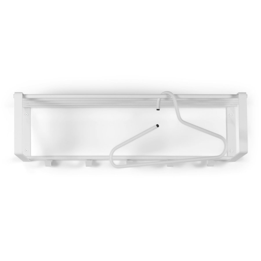 SPINDER DESIGN rektangulr Rex hattehylde, m. 5 knager - hvid stl