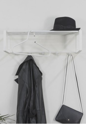 SPINDER DESIGN rektangulr Rex hattehylde, m. 5 knager - hvid stl