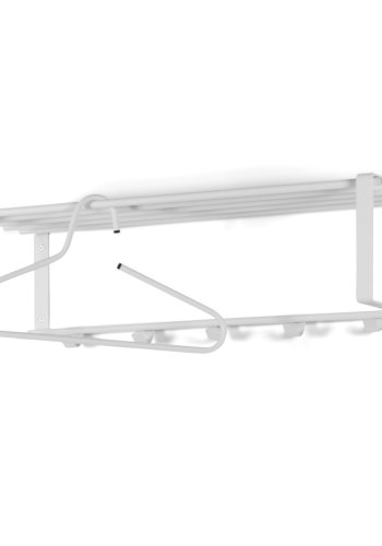 SPINDER DESIGN rektangulr Rex hattehylde, m. 5 knager - hvid stl