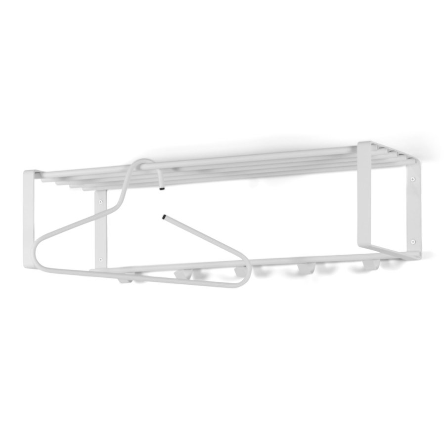 SPINDER DESIGN rektangulr Rex hattehylde, m. 5 knager - hvid stl