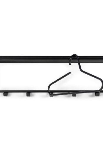 SPINDER DESIGN rektangulr Rex hattehylde, m. 5 knager - sort stl
