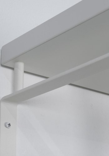 SPINDER DESIGN rektangulr Rex hattehylde, m. 5 knager og bjlestang - hvid melamin og stl