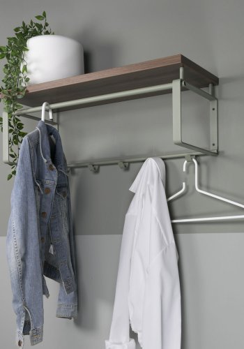 SPINDER DESIGN Rex hattehylde, m. 1 trhylde og 5 kroge - stvgrnt stl (70x28)