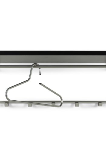 SPINDER DESIGN rektangulr Rex hattehylde, m. 5 knager og bjlestang - gr melamin og stl