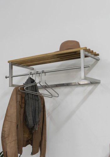 SPINDER DESIGN rektangulr Rezzo hattehylde, m. 5 knager og bjlestang - stl