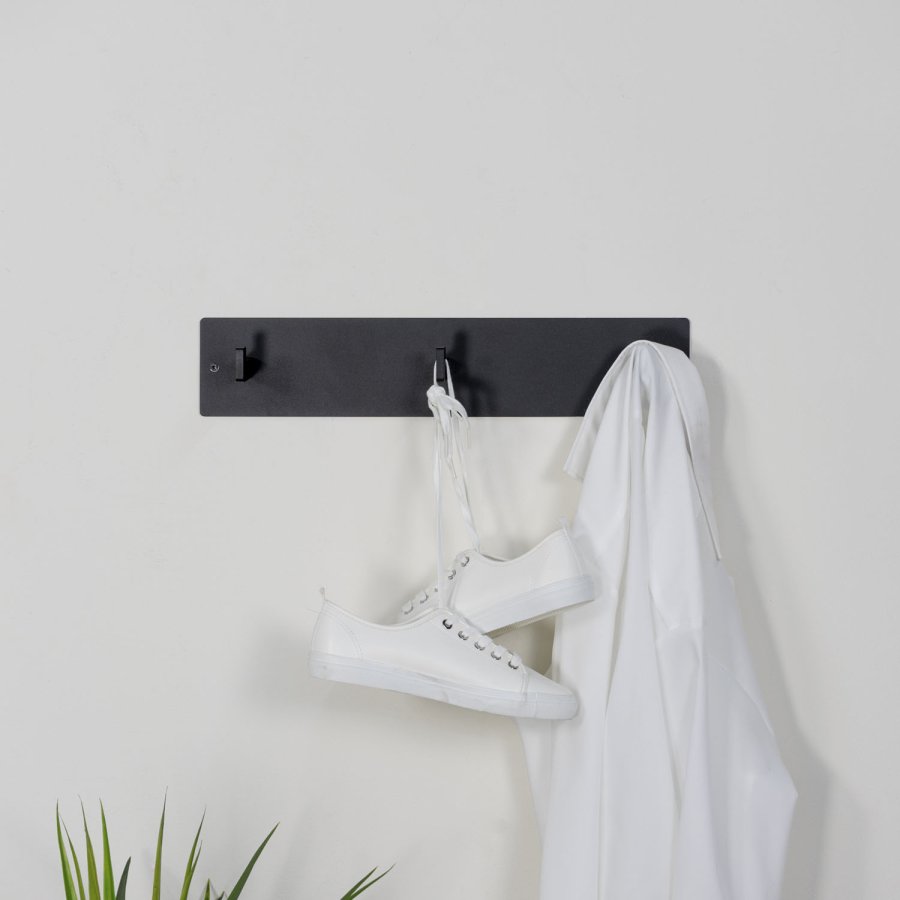 SPINDER DESIGN rektangulr Leatherman knagerkke, m. 3 knager - sort stl