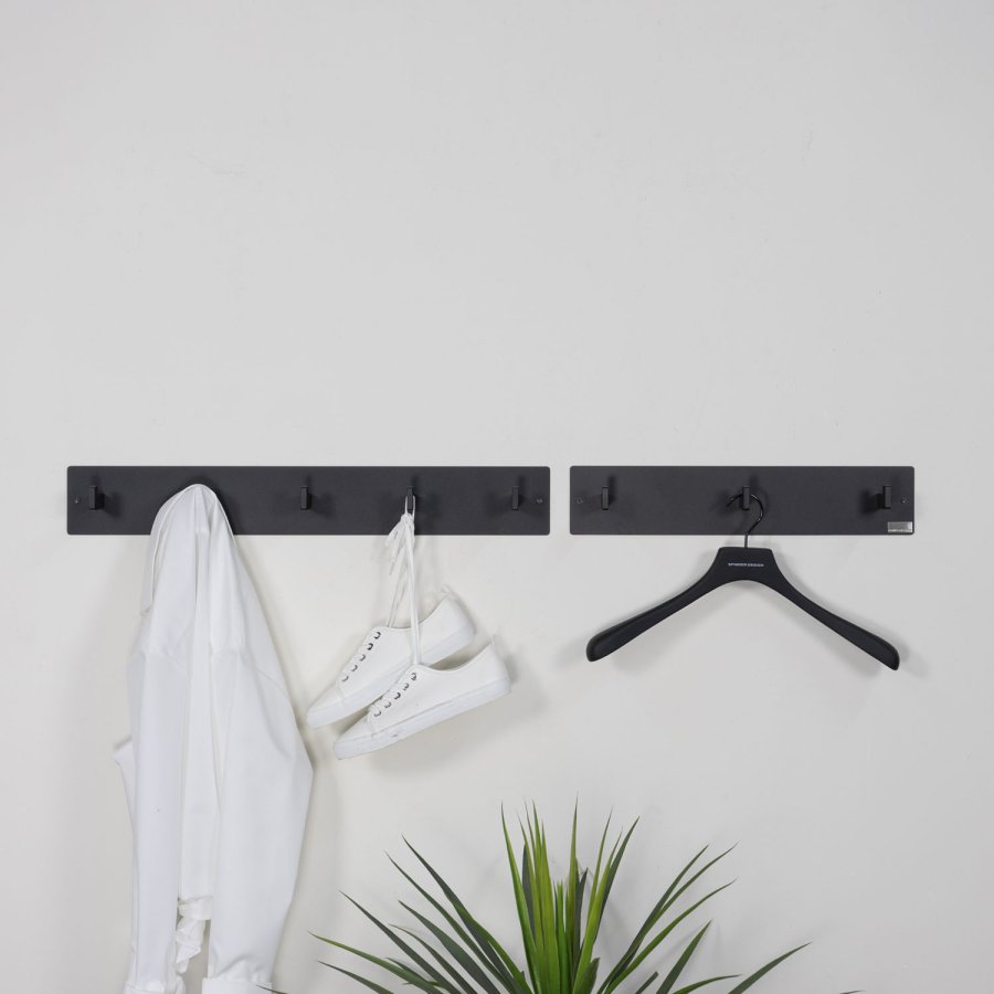 SPINDER DESIGN rektangulr Leatherman knagerkke, m. 5 knager - sort stl