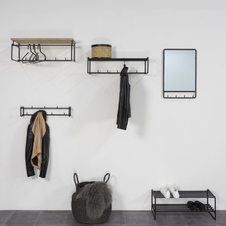 SPINDER DESIGN rektangulr Clint knagerkke, m. 7 knager - sort stl