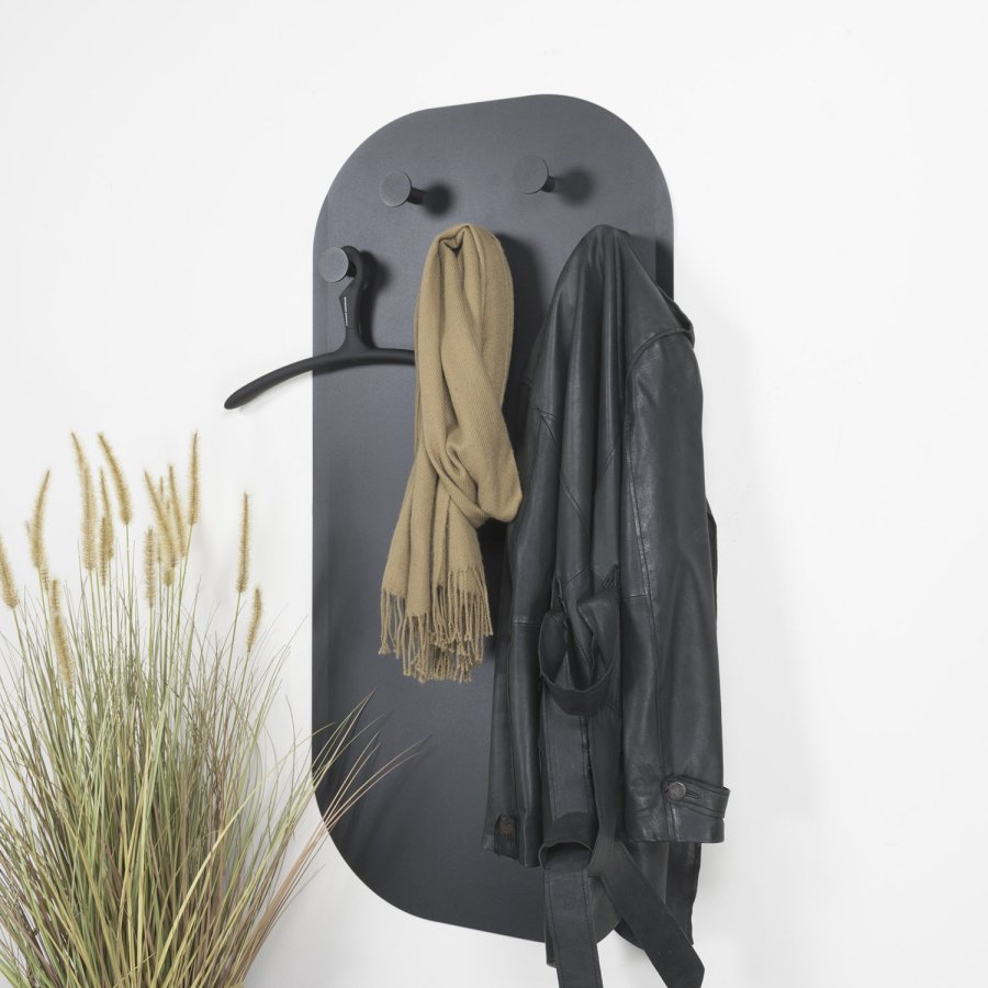 SPINDER DESIGN Espen knagerkke, m. 5 knager og magnetisk plade - sort stl (55x115)