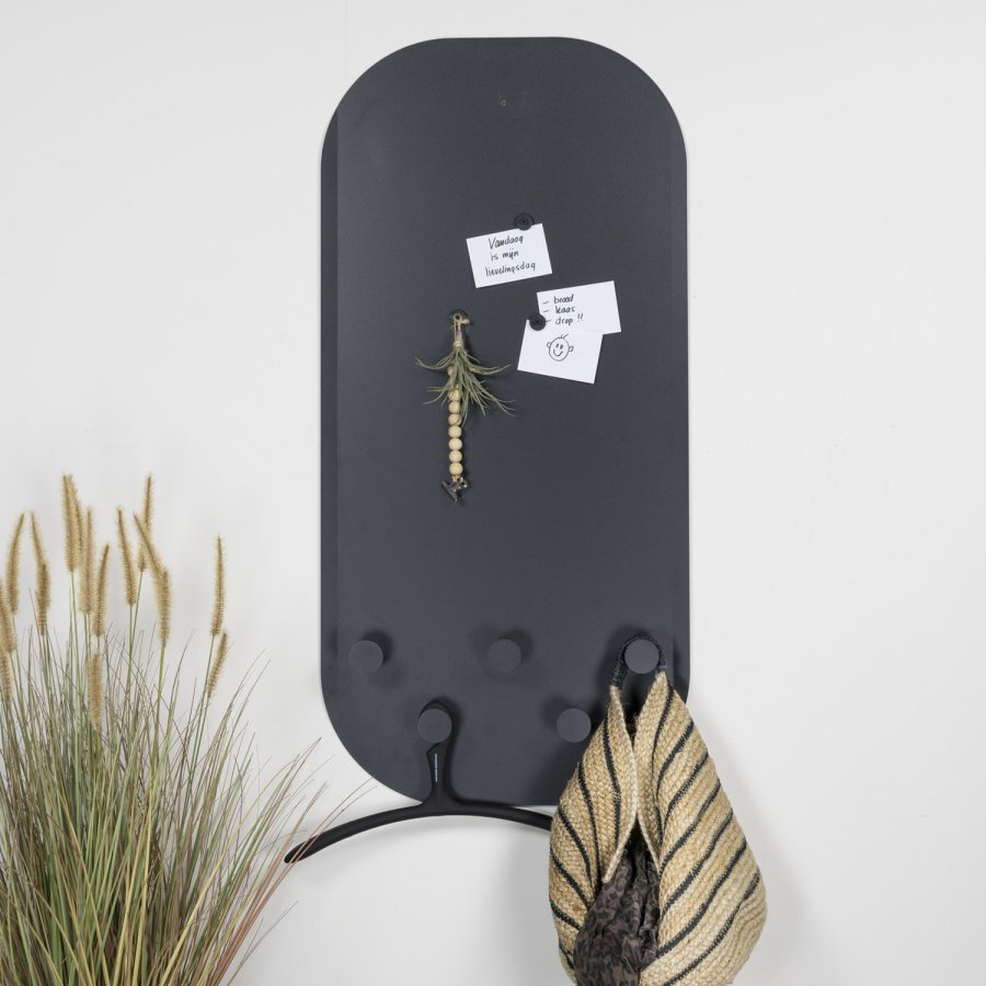 SPINDER DESIGN Espen knagerkke, m. 5 knager og magnetisk plade - sort stl (55x115)