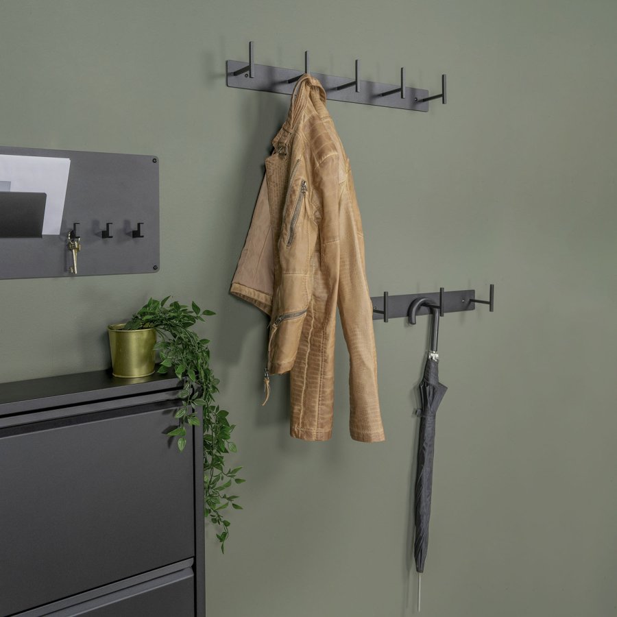 SPINDER DESIGN rektangulr Chapman knagerkke, m. 5 knager - sort stl 