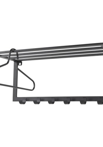 SPINDER DESIGN Ivar hattehylde, m. 1 hylde og 6 knager - sort pulverlakeret stl (70x29)