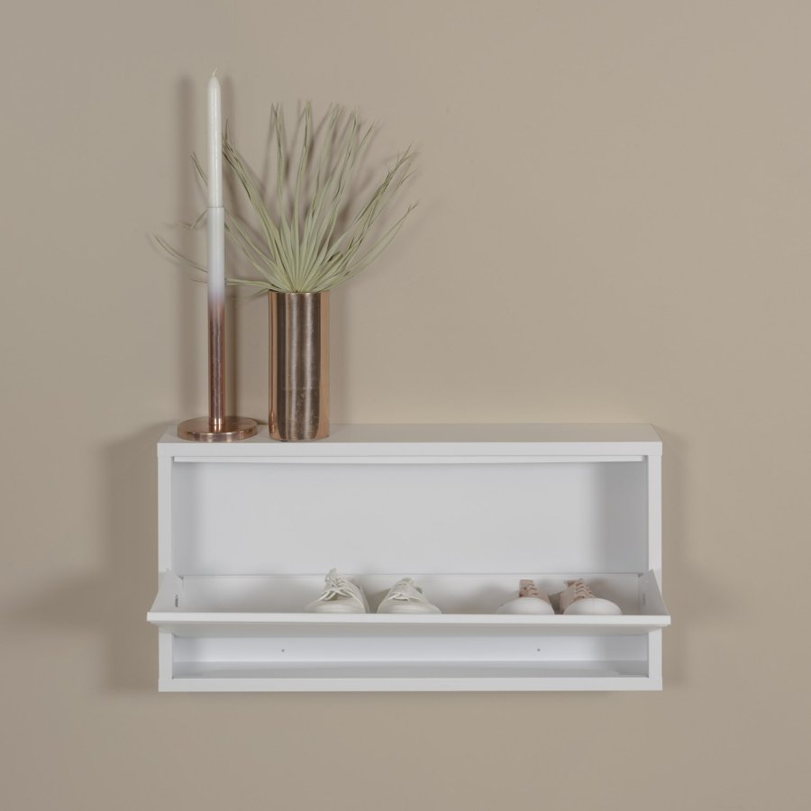 SPINDER DESIGN Billy skoskab, m. 1 lge, rektangulr - hvidt stl (75x37,5)