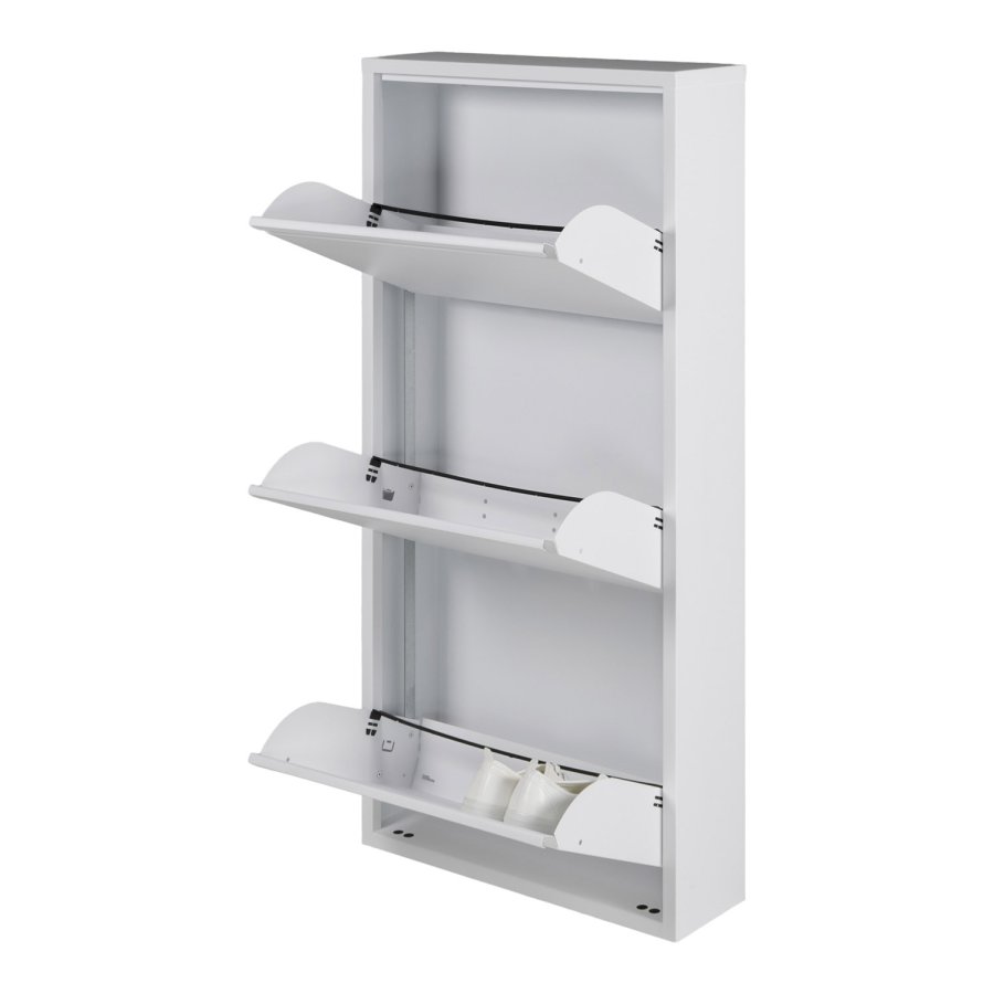 SPINDER DESIGN Billy skoskab, m. 3 lger, rektangulr - hvidt stl (50x103)