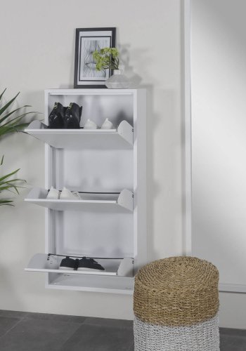 SPINDER DESIGN Billy skoskab, m. 3 lger, rektangulr - hvidt stl (50x103)