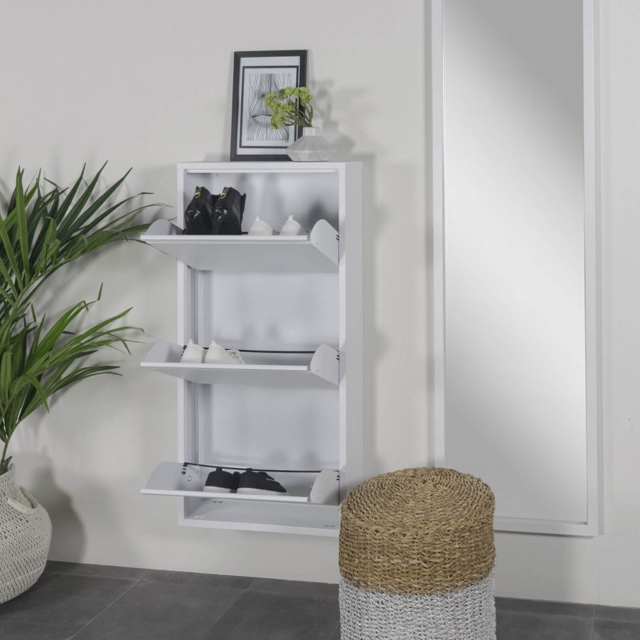 SPINDER DESIGN Billy skoskab, m. 3 lger, rektangulr - hvidt stl (50x103)