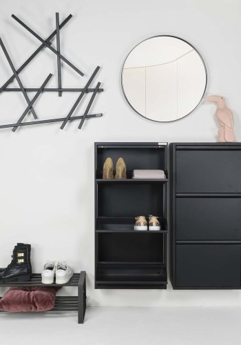 SPINDER DESIGN rektangulr Billy skoskab, m. 3 lger - sort stl 