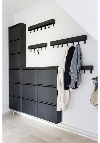 SPINDER DESIGN rektangulr Billy skoskab, m. 3 lger - sort stl 