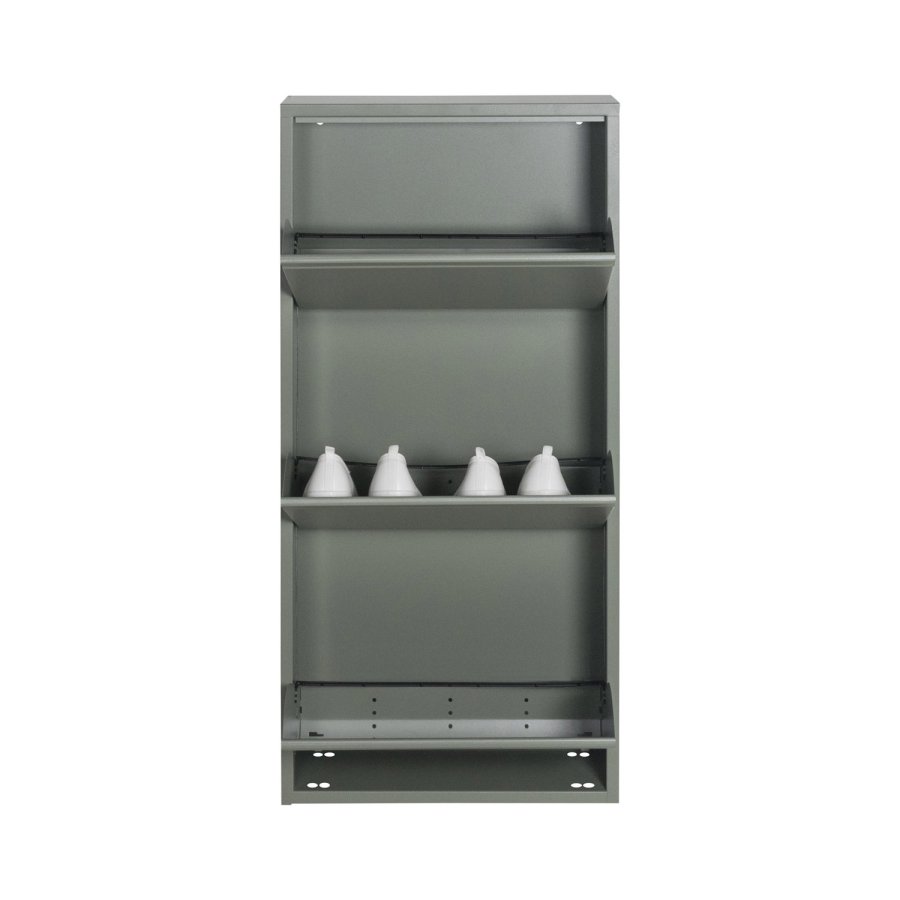 SPINDER DESIGN Billy skoskab, m. 3 lger, rektangulr - stvet grn stl (50x103)