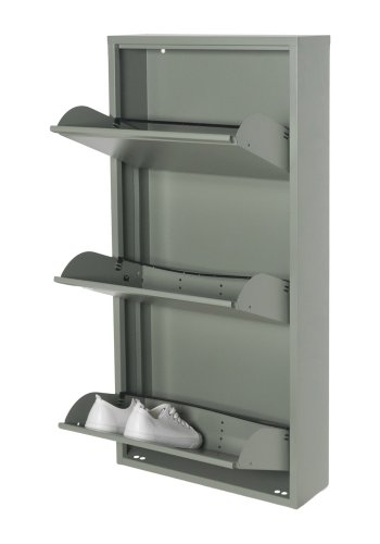 SPINDER DESIGN Billy skoskab, m. 3 lger, rektangulr - stvet grn stl (50x103)