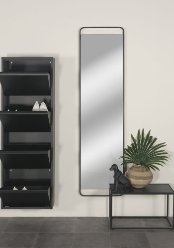 SPINDER DESIGN rektangulr Billy skoskab, m. 4 lger - sort stl 