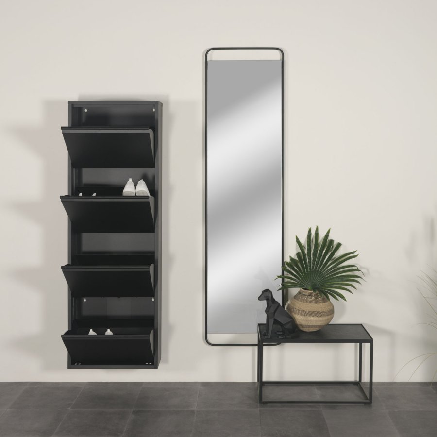 SPINDER DESIGN rektangulr Billy skoskab, m. 4 lger - sort stl 