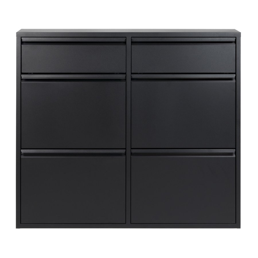 SPINDER DESIGN Billy skoskab, m. 6 lger, rektangulr - sort stl (98x86)