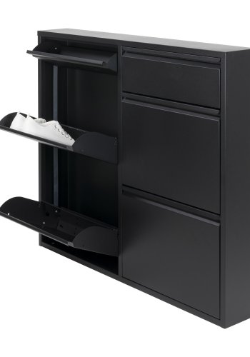 SPINDER DESIGN Billy skoskab, m. 6 lger, rektangulr - sort stl (98x86)