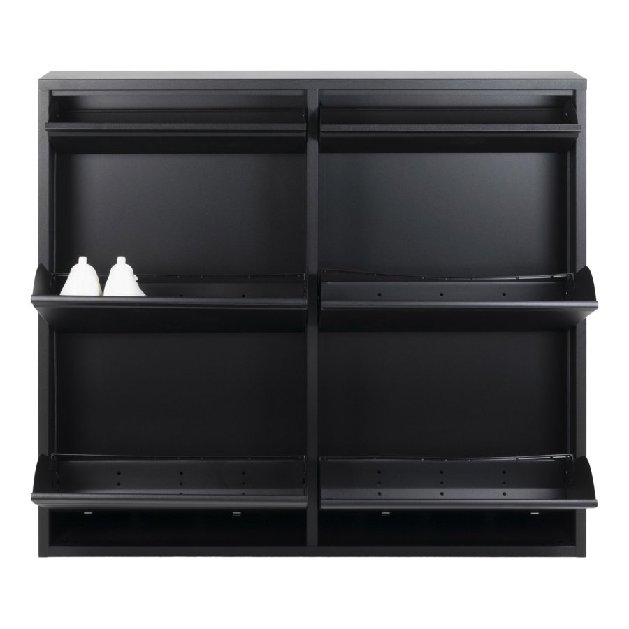 SPINDER DESIGN Billy skoskab, m. 6 lger, rektangulr - sort stl (98x86)