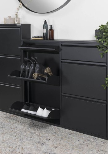 SPINDER DESIGN Billy skoskab, m. 6 lger, rektangulr - sort stl (98x86)