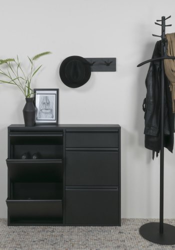 SPINDER DESIGN Billy skoskab, m. 6 lger, rektangulr - sort stl (98x86)