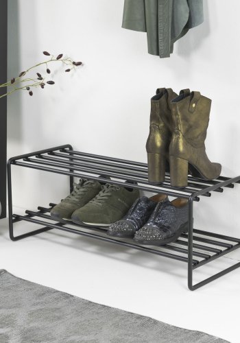 SPINDER DESIGN rektangulr Clint skohylde, m. 2 hylder - sort stl 