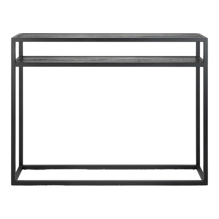 SPINDER DESIGN Daniël konsolbord, m. 1 hylde, rektangulr - sort egetr og mat sort stl (120x30)